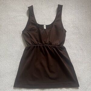 Last Tango Women’s Chocolate Brown Babydoll Tank Top Empire Waist Sz Sm